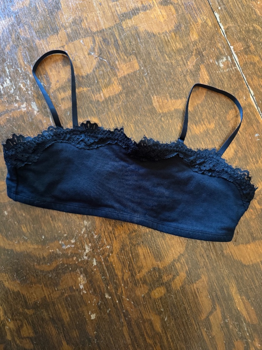 Black lace top bralette